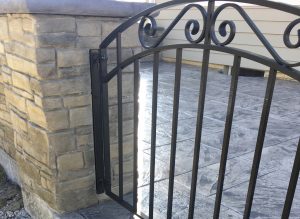 black wrought iron decorative gate