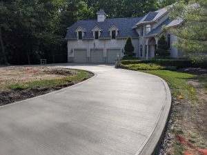 long curved concrete driveway